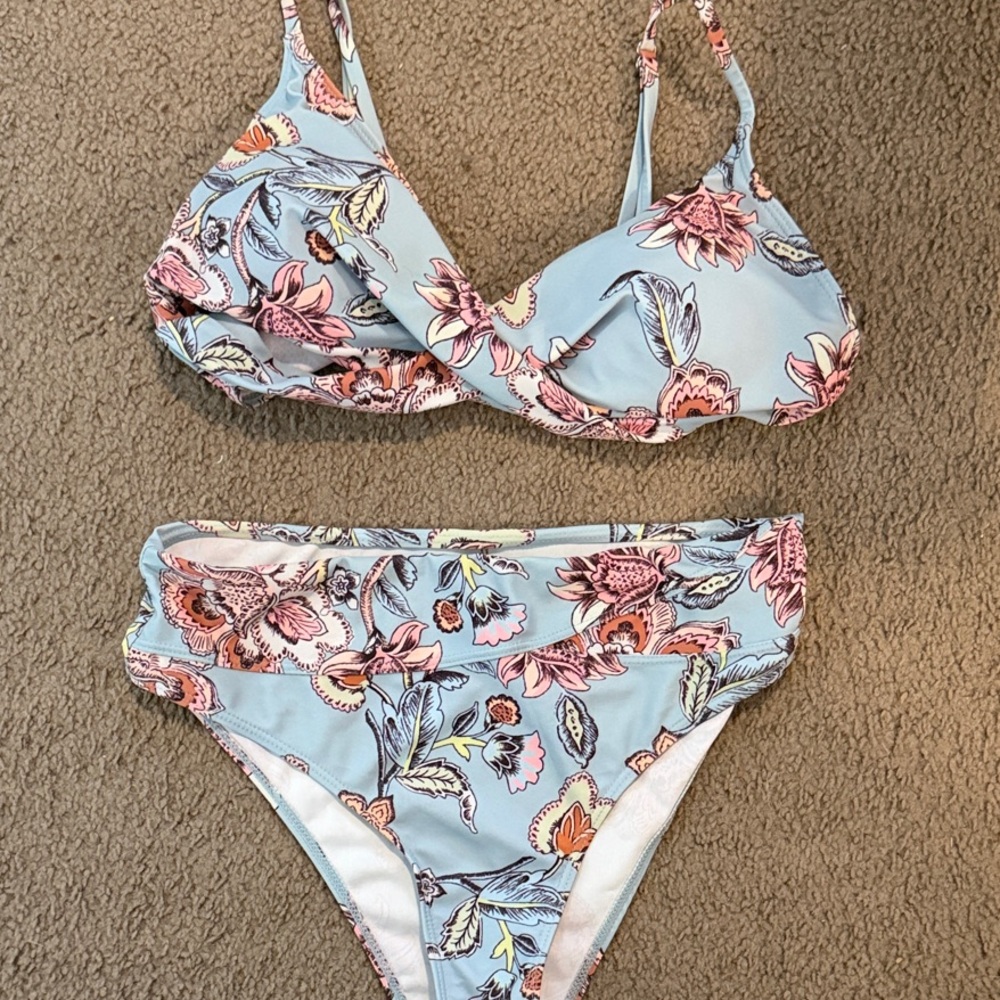 Amazon Floral Blue and Pink Bikini